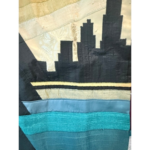 Unique Skyline Geometric Patchwork Vest Women's Artsy Boho Festival Size Lg - Picture 3 of 12